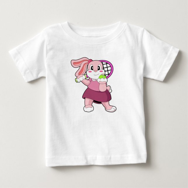 T-shirt Pour Bébé Lapin au Tennis avec raquette de tennis (Devant)