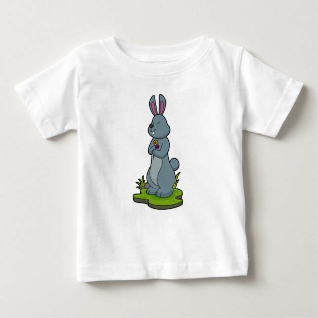 T-shirt Pour Bébé Lapin aux fleurs (Devant)