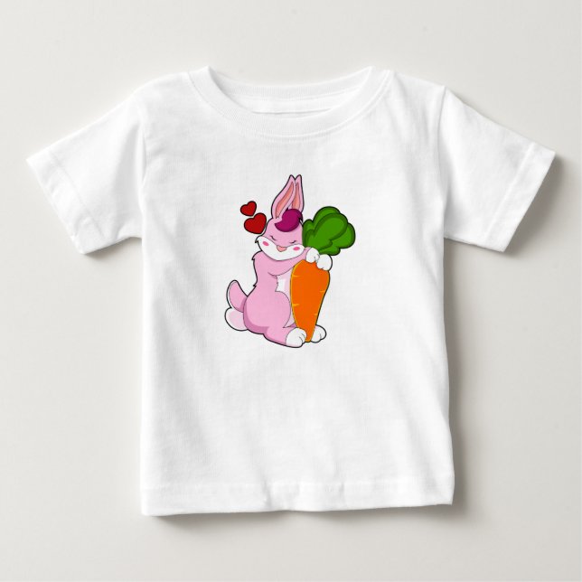 T-shirt Pour Bébé Lapin avec carotte et coeur (Devant)