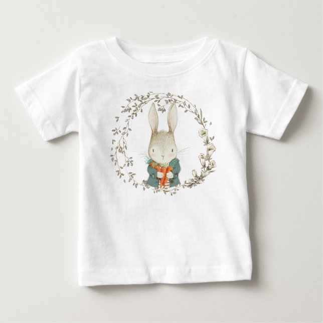 T-shirt Pour Bébé Lapin Bébé Lapin Avec Carottes (Devant)
