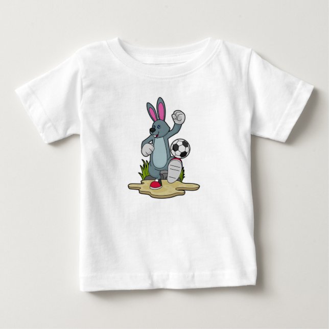 T-shirt Pour Bébé Lapin comme joueur de football avec Soccer (Devant)