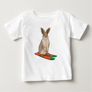 T-shirt Pour Bébé Lapin comme skieur avec ski