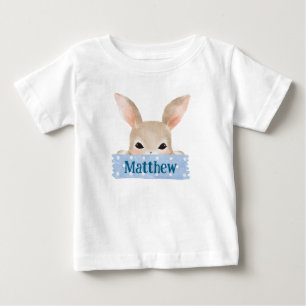 T-shirt Pour Bébé Lapin de Pâques bleu aquarelle pour garçons
