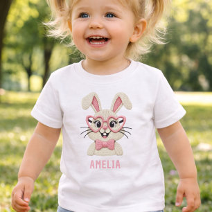 T-shirt Pour Bébé Lapin de Pâques mignon avec des lunettes