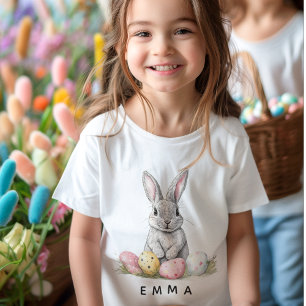T-shirt Pour Bébé Lapin de Pâques personnalisé   Nom personnalisé 
