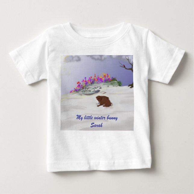 T-shirt Pour Bébé Lapin d'hiver (Devant)
