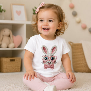 T-shirt Pour Bébé Lapin mignon aux lunettes en forme de cœur