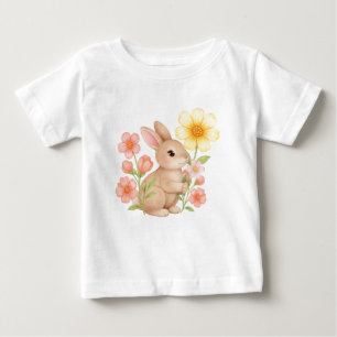 T-shirt Pour Bébé Lapin Mignon Floral Bébé