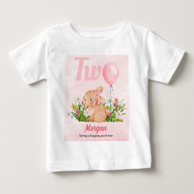 T-shirt Pour Bébé Lapin Mignon Transformé en Deux Filles Roses pour  (Devant)
