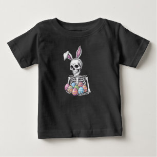 T-shirt Pour Bébé Lapin squelette tenant des œufs de Pâques Lapin dr