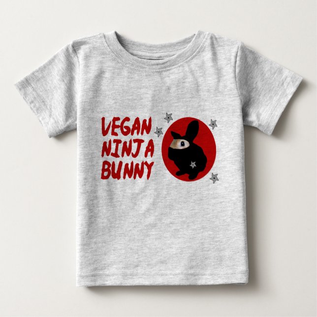 T-shirt Pour Bébé Lapin végétalien de Ninja (Devant)
