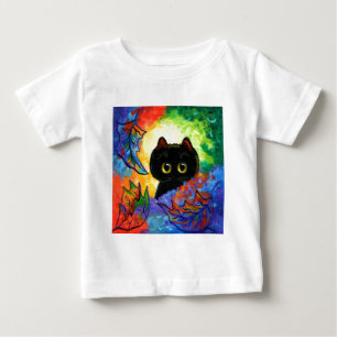 T-shirt Pour Bébé L'automne mignon coloré de chat noir laisse