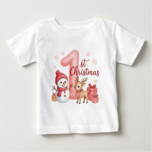 T-shirt Pour Bébé Le 1er Noël de Bébé Fille Premier Noël Adorable