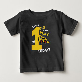 T-shirt Pour Bébé Le bulldozer de construction de chemises d'anniver