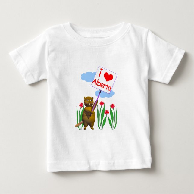 T-shirt Pour Bébé Le castor canadien aime l'Alberta (Devant)