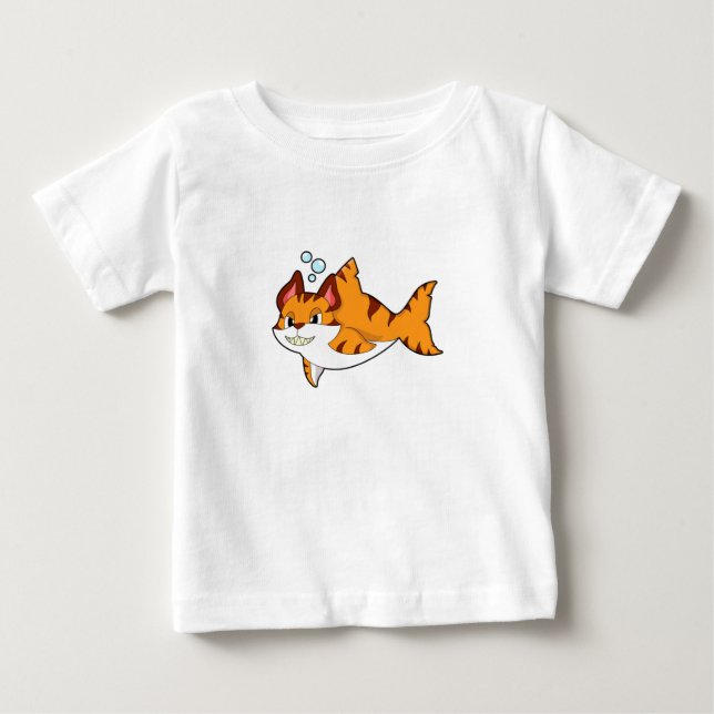 T-shirt Pour Bébé Le chat tigre comme requin dans l'eau.PNG (Devant)