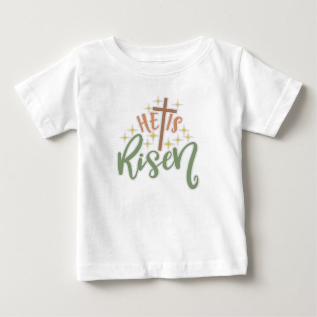 T-shirt Pour Bébé Le design de Pâques, il est ressuscité (Devant)