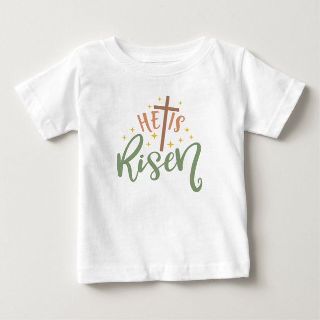T-shirt Pour Bébé Le design de Pâques, il est ressuscité (Devant)