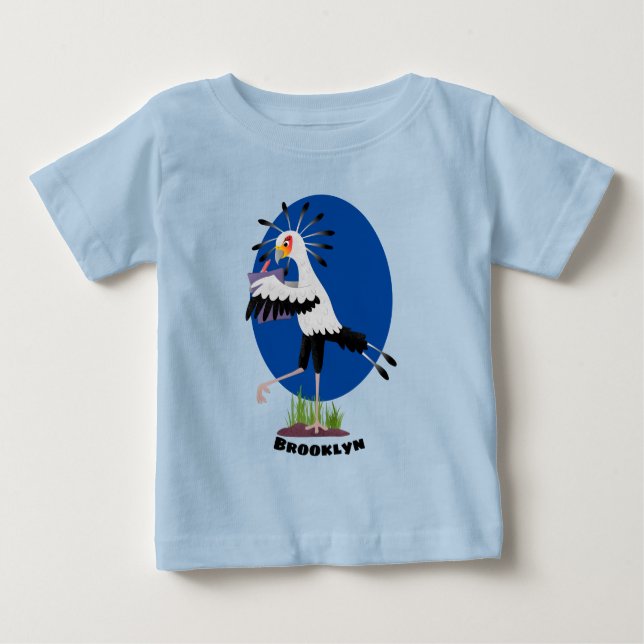 T-shirt Pour Bébé Le mignon secrétaire oiseau écrire des notes dessi (Devant)