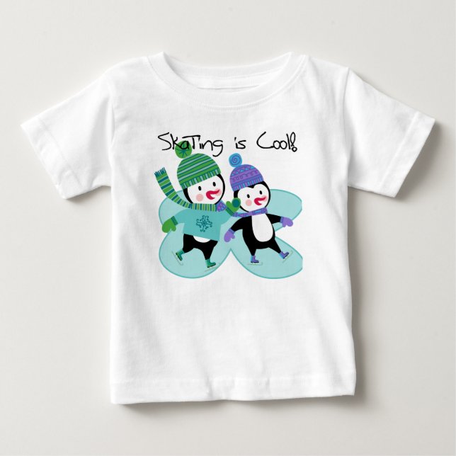 T-shirt Pour Bébé Le patinage de pingouins est frais (Devant)