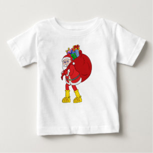 T-shirt Pour Bébé Le Père Noël porte de grosses bottes jaunes