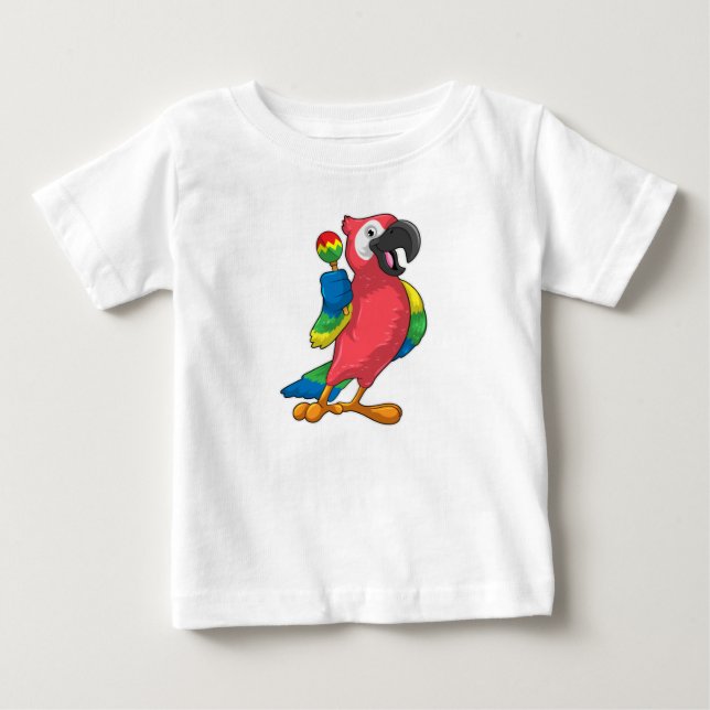 T-shirt Pour Bébé Le perroquet à la musique avec Maracas (Devant)