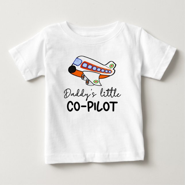 T-shirt Pour Bébé Le petit copilote de papa | Mélange pilote future (Devant)