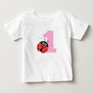 T-shirt Pour Bébé Le premier anniversaire, j'ai un ans, coccinelle