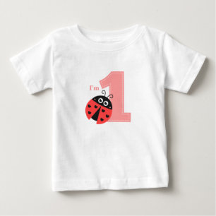 T-shirt Pour Bébé Le premier anniversaire, j'ai un ans, coccinelle