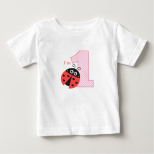 T-shirt Pour Bébé Le premier anniversaire, j'ai un ans, coccinelle