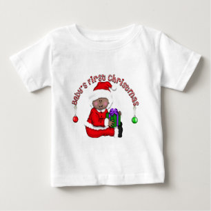 T-shirt Pour Bébé Le premier Noël de bébé Baby Santa (AA1)