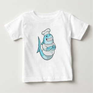 T-shirt Pour Bébé Le requin comme chef avec tablier de Cuisine