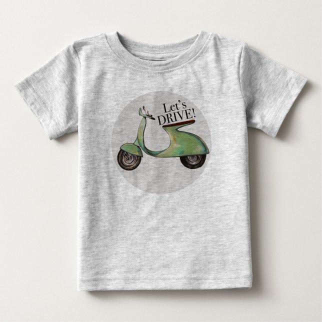T-shirt Pour Bébé Le rétro Vespa "nous a laissés conduire " (Devant)