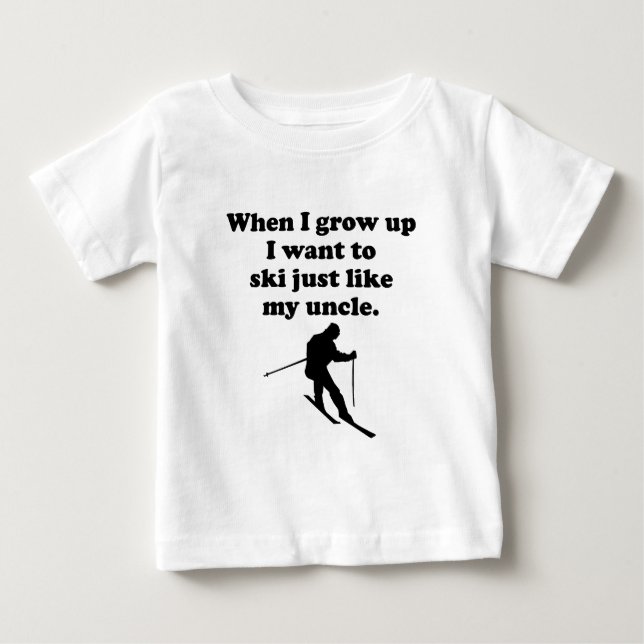 T-shirt Pour Bébé Le ski aiment mon oncle (Devant)
