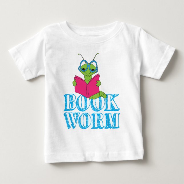 T-shirt Pour Bébé Le ver de livre Green Brilliant Cartoon (Devant)