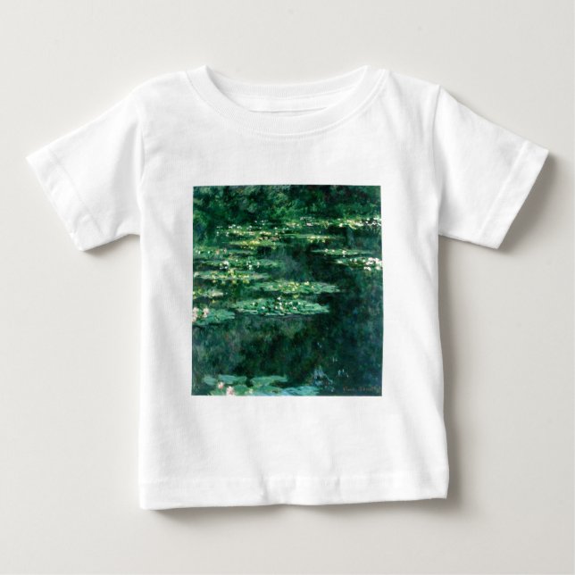 T-shirt Pour Bébé L'EAU MENSONNE EN ÉTANG VERT par Claude Monet (Devant)