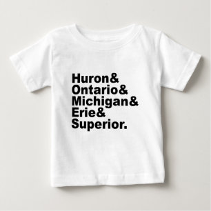 T-shirt Pour Bébé Les 5 Grands Lacs Huron Ontario Michigan Erie