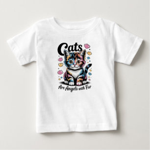 T-shirt Pour Bébé Les chats sont des anges avec de la fourrure
