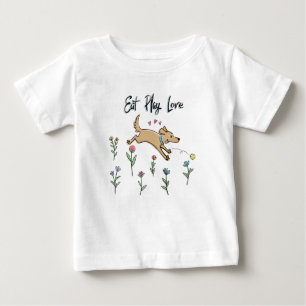 T-shirt Pour Bébé Les chiens dans le jardin II   mangent l'amour de