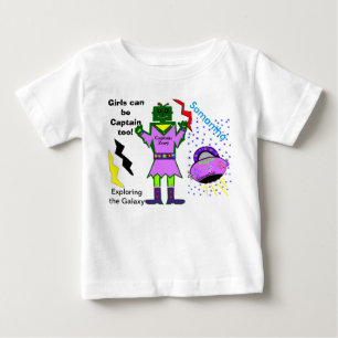 T-shirt Pour Bébé Les Filles Peuvent Être Capitaines À Robot Spacili