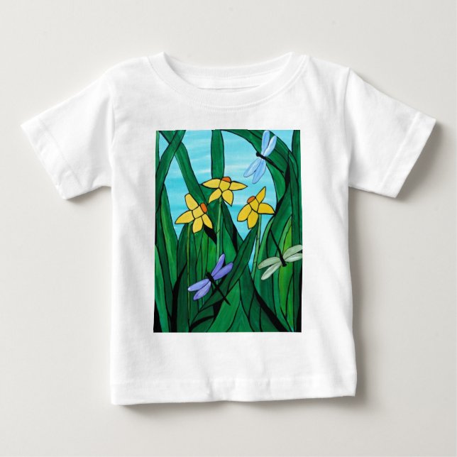 T-shirt Pour Bébé Les jonquilles et le dragon vole (Devant)