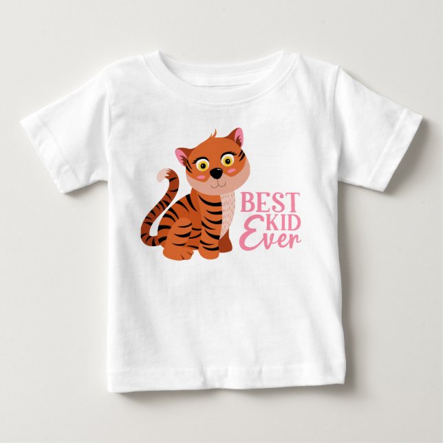 T-SHIRT POUR BÉBÉ LES MEILLEURS ENFANTS JAMAIS MORT TIGRE ROSE (Devant)