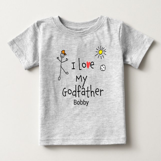 T-shirt Pour Bébé Les mignons garçons J'aime Mon Parrain Bébé Tee (Devant)