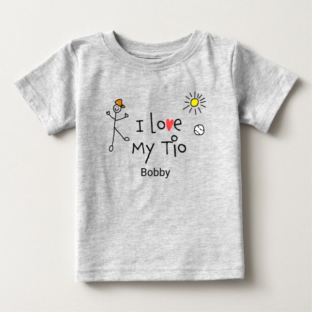 T-shirt Pour Bébé Les mignons garçons J'aime Mon Tio Baby Tee (Devant)