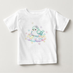T-shirt Pour Bébé Les oiseaux doux. Mint Marshmallow par Natasha Us