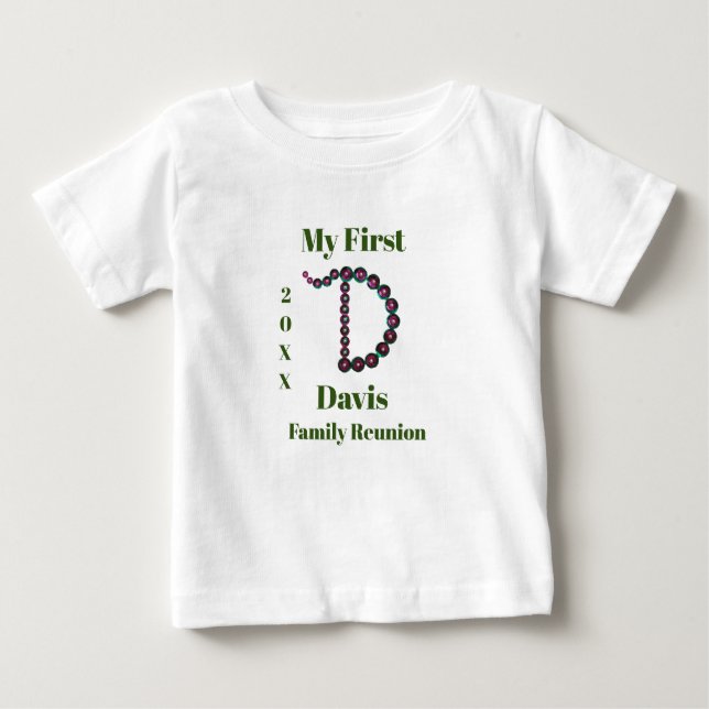 T-shirt Pour Bébé Lettre D Monogramme de ma première famille (Devant)