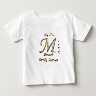 T-shirt Pour Bébé Lettre d'or de la première famille M Monogramme