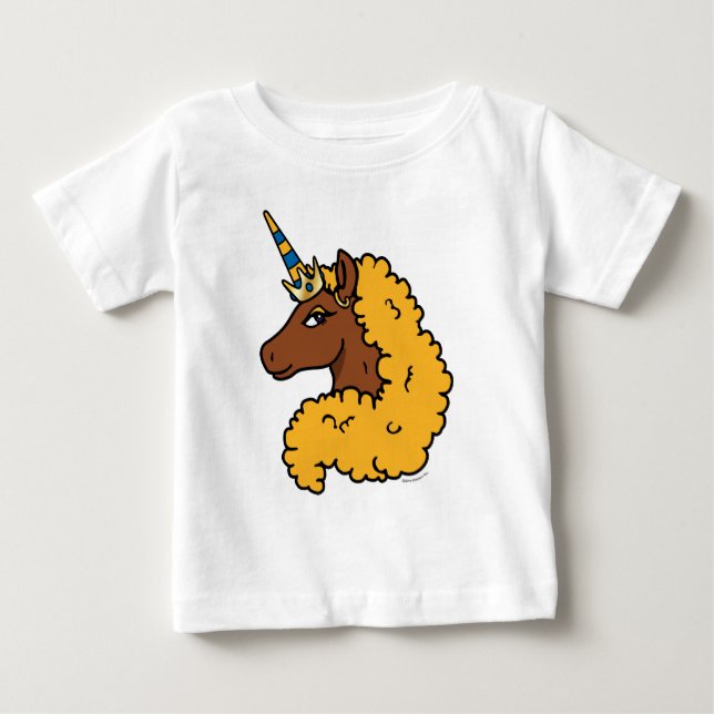 T-shirt Pour Bébé Licorne Afro Jaune (Devant)