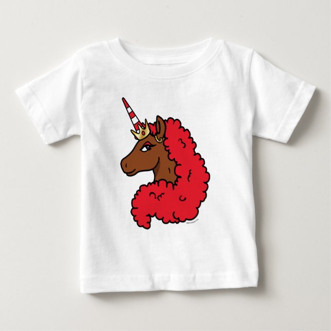 T-shirt Pour Bébé Licorne Afro Rouge (Devant)