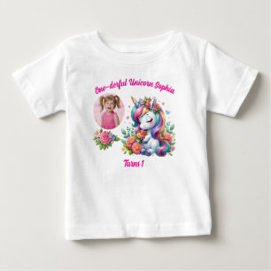 T-shirt Pour Bébé Licorne Florale Magique Géniale pour un 1er Annive